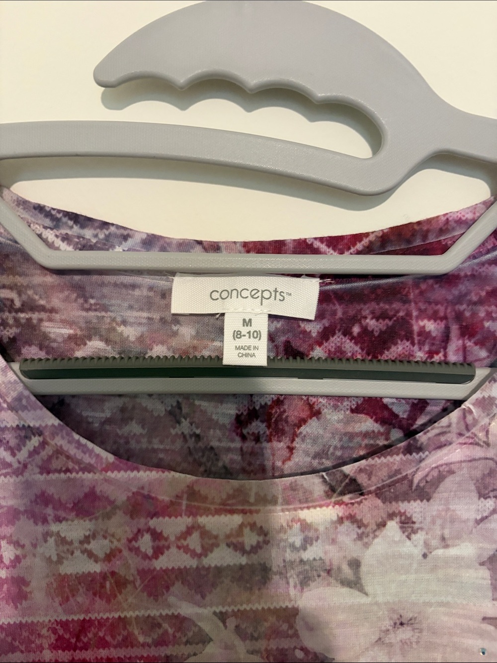 Concepts Floral Short Sleeve Scoop Neck Top - Pink Multi - Picture 2 of 4